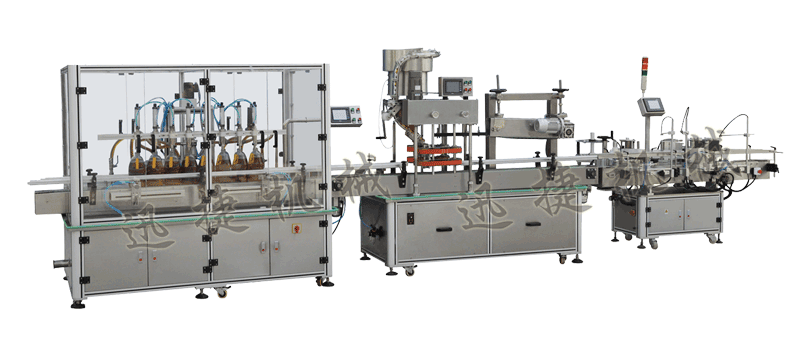 灌裝機(jī)+全自動(dòng)封蓋機(jī)（自動(dòng)理蓋，自動(dòng)扣蓋，自動(dòng)旋壓蓋）+貼標(biāo)機(jī)
